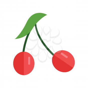 Cherry berry vector in flat style design. Fruit illustration for conceptual banners, icons, mobile app pictogram, infographic, and logotype element. Isolated on white background.