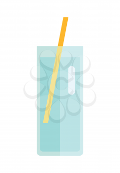 Glass with sweet beverage vector in flat style design. Sweet summer drinks concept. Illustration for app icons, label, prints, logo, menu design, infographics. Isolated on white background.