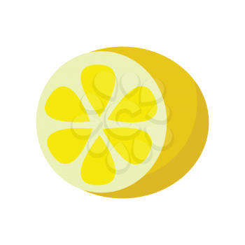 Lemon vector in flat style design. Fruit illustration for conceptual banners, icons, mobile app pictogram, infographic, and logotipe element. Isolated on white background.     