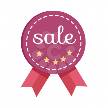 Sale medal for best price. Best quality and price. Sale tag with ribbon and label. Collection of sale elements. Special offer, discount and percentages, price, banner. Leader of sale. Vector