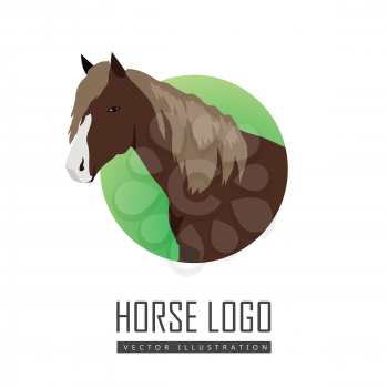 Sorrel horse with white muzzle vector. Flat design. Domestic animal. Country inhabitants concept. For farming, animal husbandry, horse sport logo illustrating. Agricultural species. Isolated on white
