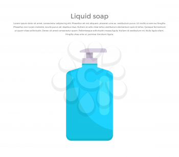 Liquid soap banner illustration. Human basic hygiene conceptual illustration. Flat design. Bottle of liquid soap with dispenser vector for skin care, spa ad, cosmetics companies, web pages design.