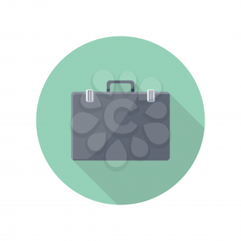 Briefcase vector icon in flat style. Business accessory, career concept. Illustration for application button pictograms, infogpaphics elements, logo, web page design. Isolated on white background