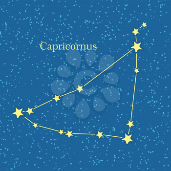 Capricornus zodiacal constellation. Represented in form of a sea goat. Horned goat. Astronomical constellation and astrological zodiac symbol. Horoscope sign of the zodiac. Western astrology concept.