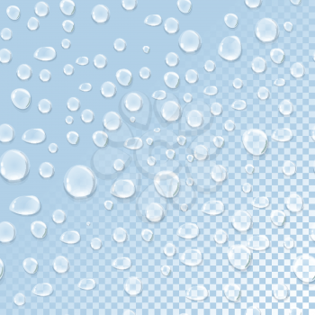 Seamless pattern with water liquid drops isolated on transparent background. Water splash, droplets. Nature eco sign symbol. Wet and environment, clean droplet, bubble aqua, natural fresh. Vector