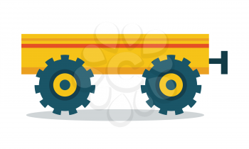 Trailer vector. Flat style design. Farm machinery and instruments concept. Illustration for farming and agricultural theme illustrating, app icons, ad, infographics. Isolated on white.   