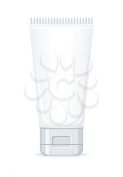 Scrub or cream bottle isolated on white. Empty cosmetic product tube. Reservoir without label. No logo or trademark on the flask. Part of series of decorative cosmetics items. Vector illustration