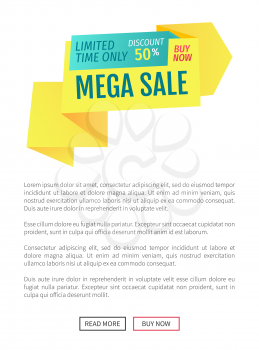 Special offer banner sample, vector design icon. Mega sale, limited time discount promotion, buy now, origami style single badge, online poster emblem
