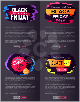 Black Friday discount -45 off, collection of web pages with creative images and text, that enable to buy something online vector illustration