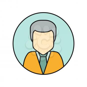 Young man private avatar icon. Young man in yellow shirt. Social networks business private users avatar pictogram. Round line icon. Isolated vector illustration on white background.