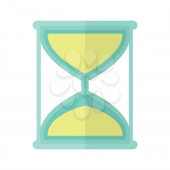 Hourglass icon in flat. Simple and elegant hourglass vector. Beautiful hourglass in flat style. Office workplace design element. Isolated object on white background. Vector illustration.