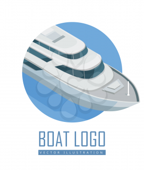 Yacht isometric projection icon. Personal luxury boat vector illustration isolated on white background. Speed vessel for travel and rest. For game environment, transport infographics, logo, web design