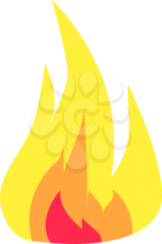 Burning flame icon isolated on white background. Hand drawn doodle colourful blazing hot bonfire in cartoon style. Vector illustration of bright red, orange and yellow waves of fire. Quick light up