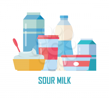 Different traditional dairy products from sour milk on white background. Sour milk, cottage cheese and yogurt. Assortment of dairy products. Farm food. Dairy website template.