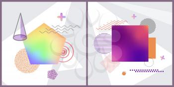 Set of unusual and creative abstract poster with geometric shapes, triangle, circles and squares, images on vector illustration geometric backgrounds