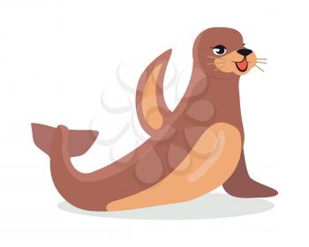 Harbor seal cartoon character. Cute seal flat vector isolated on white background. Arctic fauna species. Seal icon. Animal illustration for zoo ad, nature concept, children book illustrating