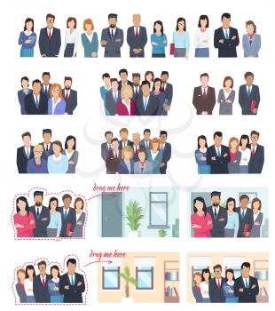 Office employees of all kind in working environment and isolated on white background. Successful bosses, responsible deputy chiefs, executive managers and hard working employees. Set of business people.