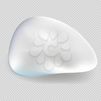 White and blue water droplet of round shape without clear borders close-up on transparent background vector illustration.