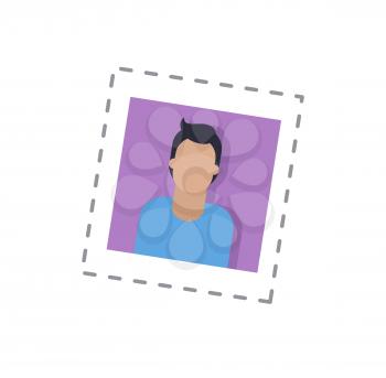 Blogger male, man main picture of profile in social network, isolated sticker and patch vector. Person using internet for communication and ideas