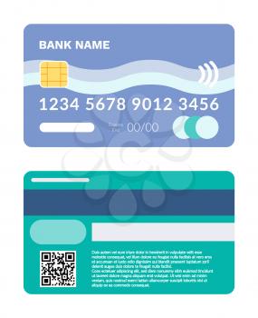 Credit and debit card vector, isolated icon of plastic item with numbers and special code, financial object to pay and shopping, finance and capital