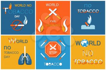 World no tobacco day vector promotion to stop smoking all over Earth, lighter with fire. Poster with lightened cigarette, globesymbol, cartography map