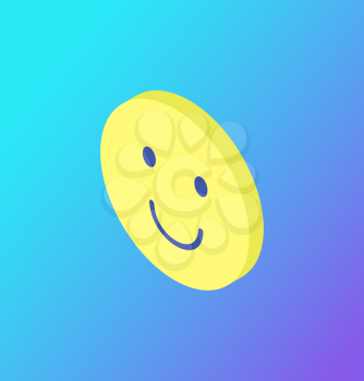 Emoji facial expression isolated icon vector. Yellow face head, emoticon with smile and eyes. Emotional character sign to use it while chatting online
