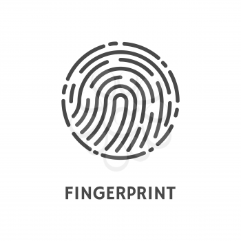 Fingerprint rounded shape of print poster with text vector. Fingermark and thumbprint, dactylogram of recognition of unique human patterns on fingers