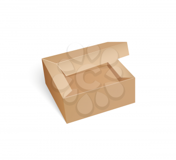 Carton box with open top, empty package isolated icon vector. Cardboard place to store items, storage and keeping things and goods, transportation