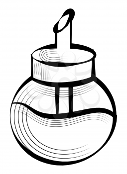Sketch of sugar-basin, sweet ingredient in glass bowl with tube. Black outline of sugar-bowl, coffee or cook element, mix equipment, kitchenware vector