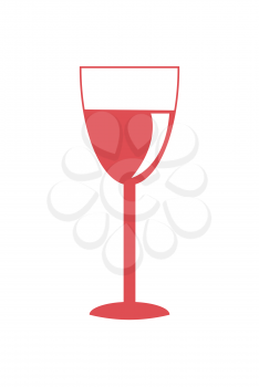 Glass of red wine icon vector illustration isolated on white background. Pictogram of light alcoholic drink in elegant glassware served on Christmas
