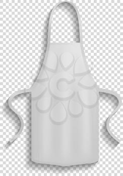 White apron isolated on background. Clothes for work in kitchen, protective element of clothing for cooking. Chef apron with long straps. Clothing for cooking in kitchen vector illustration
