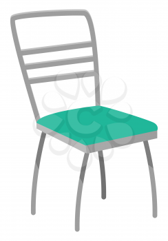 One of basic pieces of furniture, chair type of seat. Used in living or dining rooms, and dens, in schools and offices with desks. Object isolated on white background. Vector illustration flat style