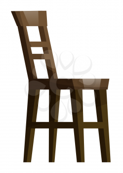 High bar stool isolated on white background. Chair type of tall chair for pubs and cafes. One of basic pieces of furniture with foot rest to support the feet. Vector illustration in flat style