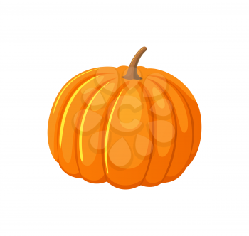 Pumpkin fresh rounded vegetable icon isolated vector. Harvesting autumnal period full of harvested fruits and food. Thanksgiving symbol of holiday
