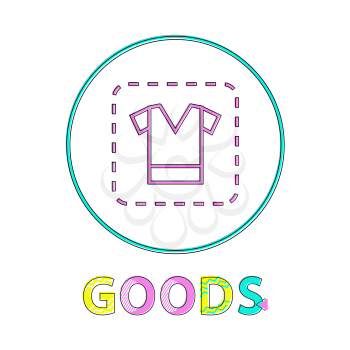 Clothing sign, vector illustration, linear outline. Coupon with t-shirt icon, gadget concept and website design simple line symbol in circle contour