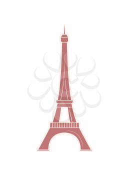 Eiffel Tower travel sticker with famous world sight. Popular European landmark from Paris. Metal construction of France vector illustration isolated.