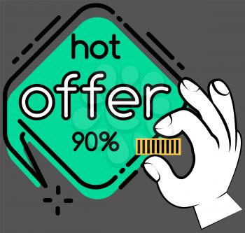 Hot offer banner. Sale and discounts up to. Discount poster with hand holding coin. New arrival, big sale and special offer. Black friday. Special advertising poster purchases with great savings