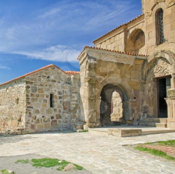 Exterior of ruins of Jvari, which is a Georgian Orthodox monastery of the 6th century near Mtskheta 