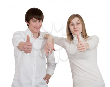 man and woman shows gesture ok show