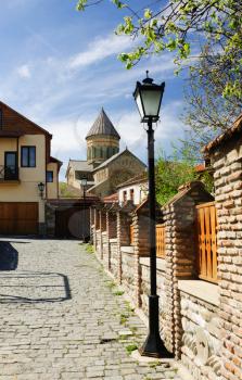 view from the street at the Orthodox Cathedral of Mtskheta - Georgia