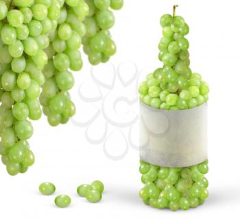 Vine bottle made from grape, concept