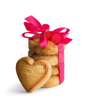 Royalty Free Photo of Heart Shaped Cookies Tied With Ribbon