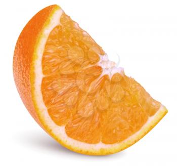 Slice of orange fruit isolated on white background