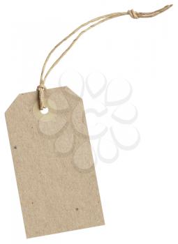 brown paper tag with string isolated on white background with clipping paths