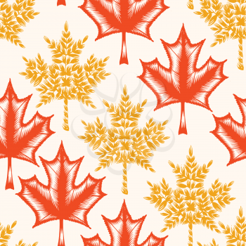 coloured seamless pattern with motive of autumn