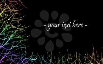 Rainbow mystic effect, black background, room for text