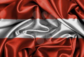 Satin flag, three dimensional render, flag of Austria