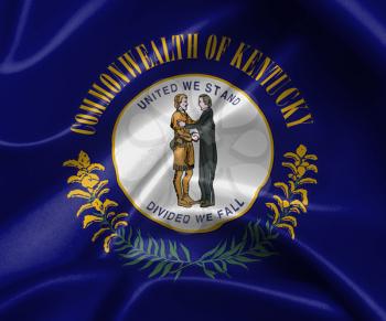 Satin flag, three dimensional render, flag of Kentucky