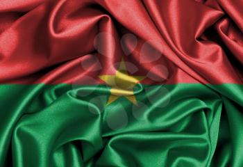 Satin flag, three dimensional render, flag of Burkina Faso