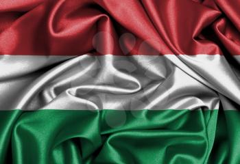 Satin flag, three dimensional render, flag of Hungary